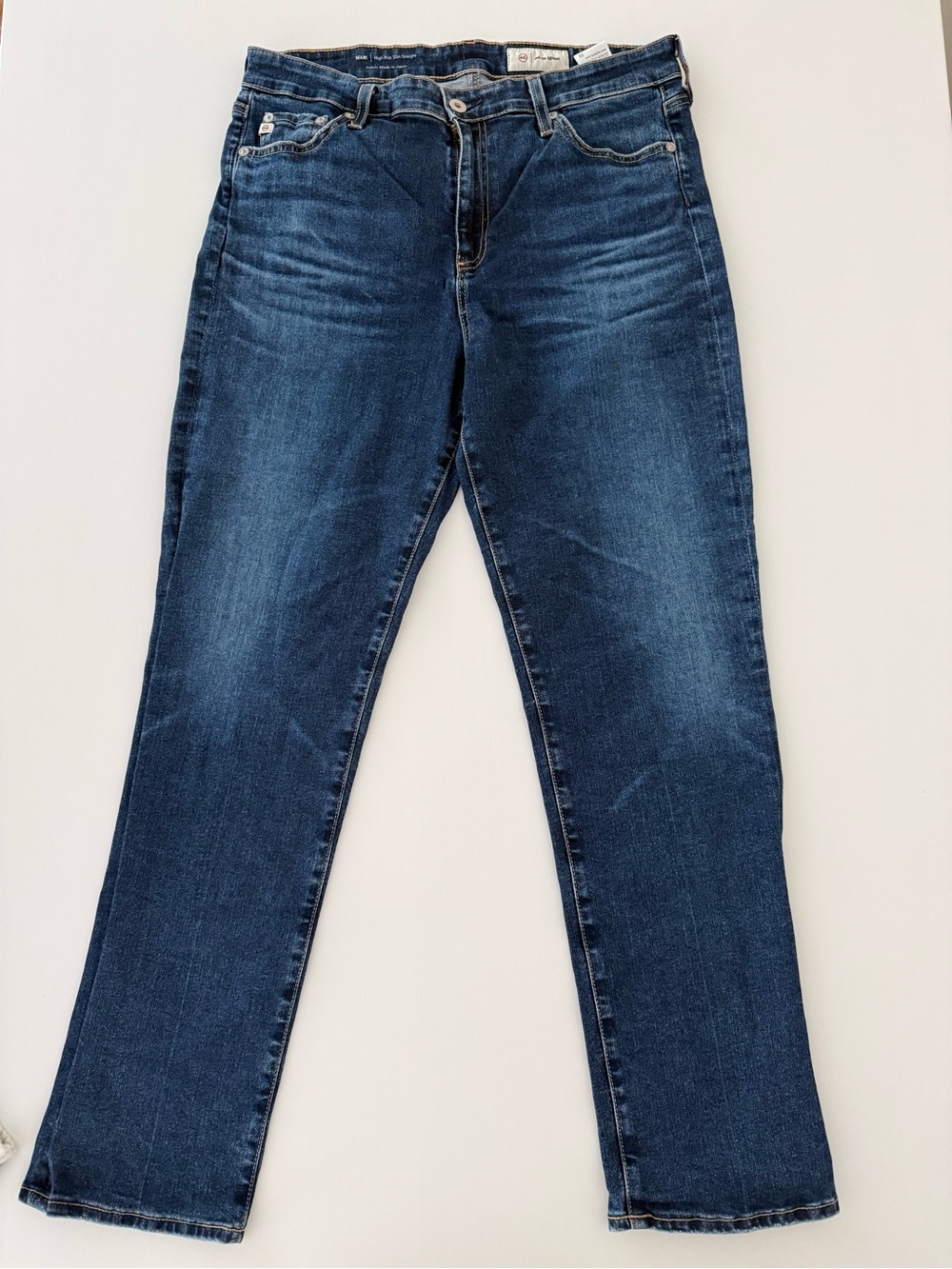 Ag Adriano Goldschmied Straight Leg Dark Blue Jeans